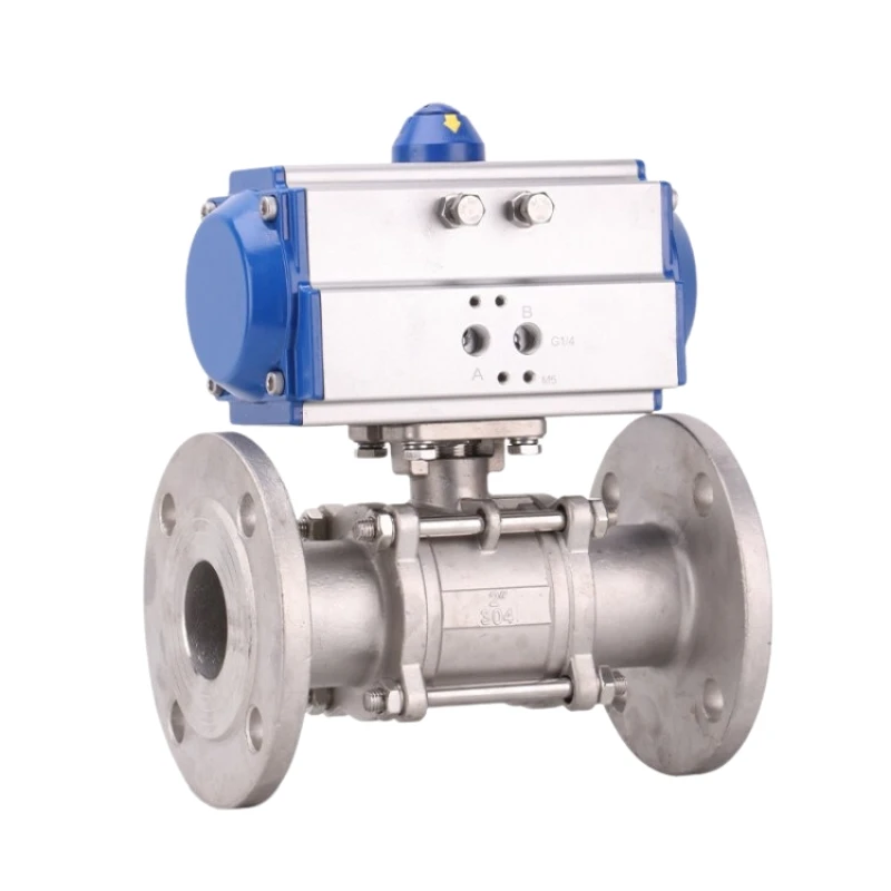 3 Piece Pneumatic Actuated Flanged Ball Valve