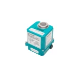Hearken HUM 90-degree rotary electric actuator front view displaying model parameters and IP67 waterproof housing