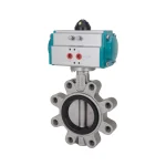pneumatic stainless steel lug butterfly valve front view with NAMUR air ports